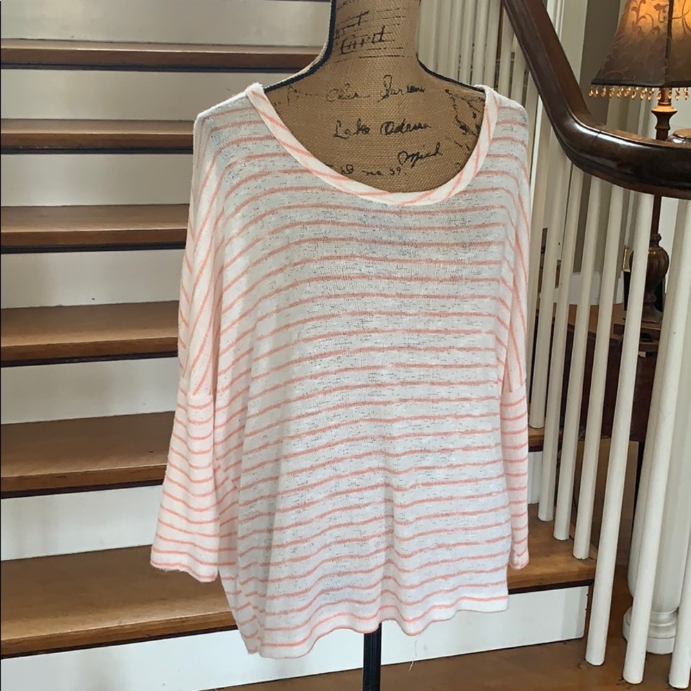 Oversized pink and white stripe sweater